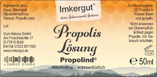 Propolis Lösung Etikett von vorne 